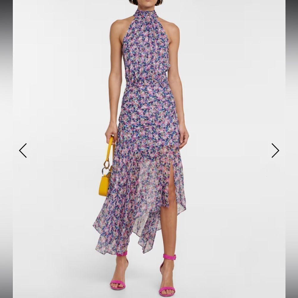 Veronica Beard Leia midi silk dress floral pink blue 4